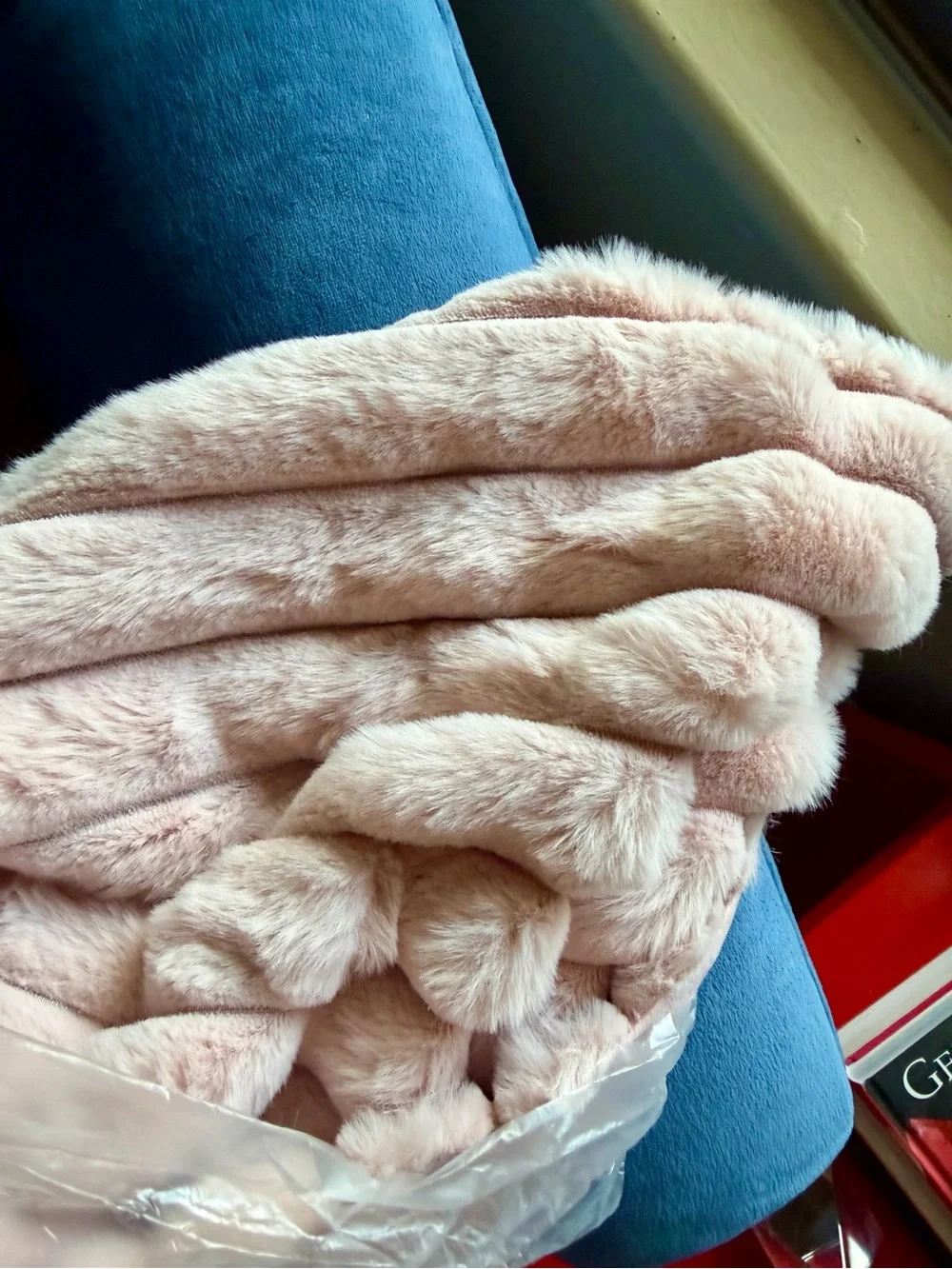 Faux Fur 26x26 Pillow Covers Blush Pink Set Of 2 Luxury Soft Stipe Large 🩷🐰